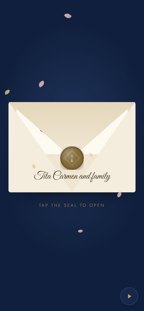 An Atelier envelope sealed with the couple's monogram