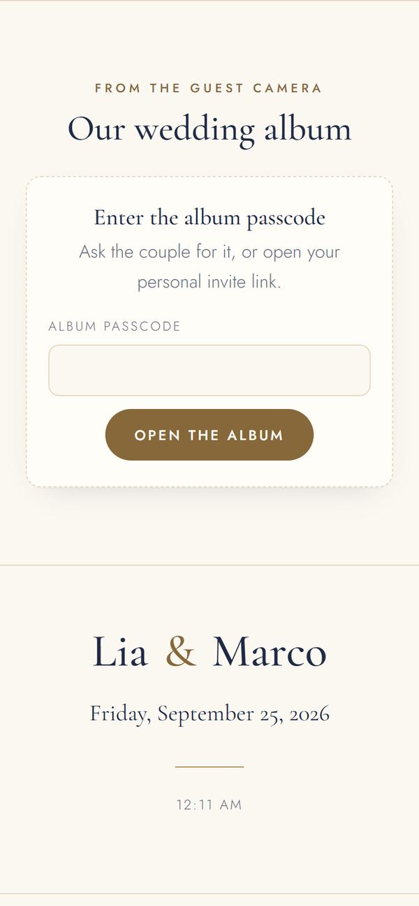 The album asks for a passcode